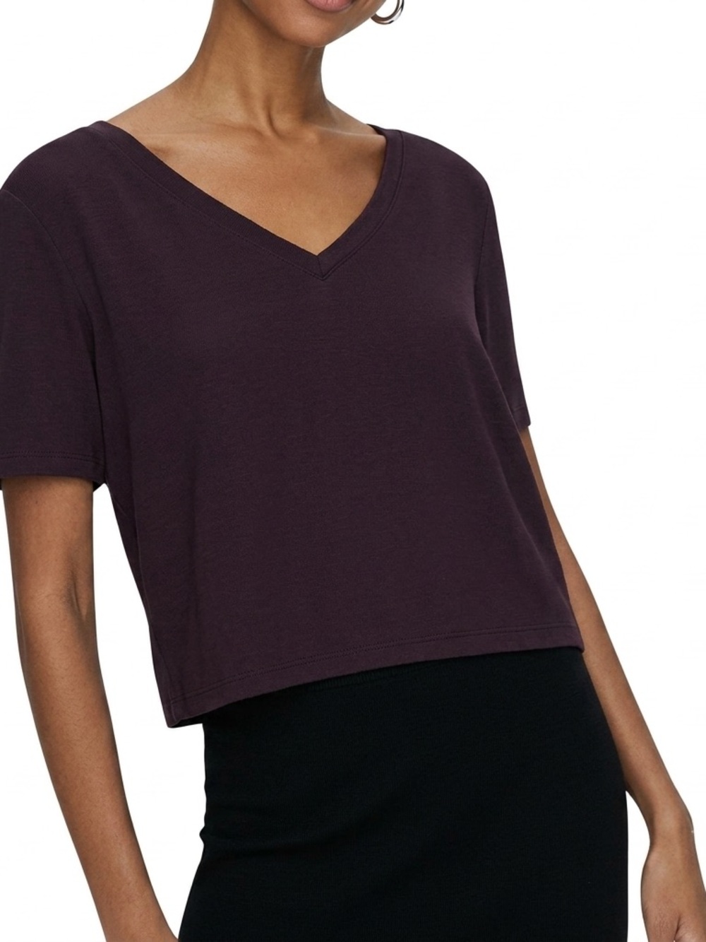Babaton| Aritzia| Charcoal Plum ‘Randy’ V-Neck Cropped Lightweight Blouse Sz XS